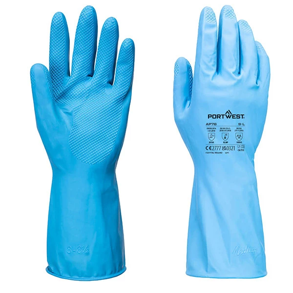 Guanti per alimenti protezione chimica B - M - lattice - leggeri - azzurro - Portwest - conf. 12 pezzi