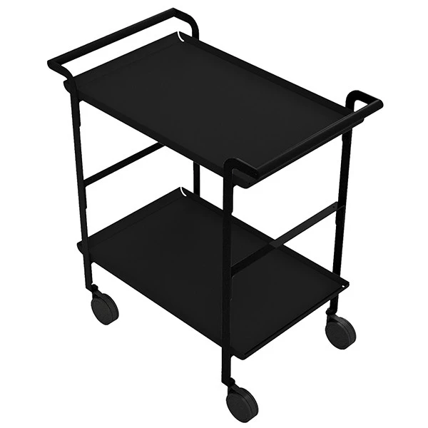 Carrello di servizio LIN&Eacute;A - 2 ripiani neri + tovaglietta nera - Stilcasa
