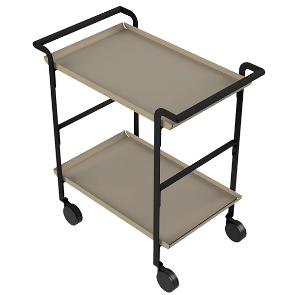Carrello di servizio LIN&Eacute;A - 2 ripiani sabbia + tovaglietta beige - Stilcasa