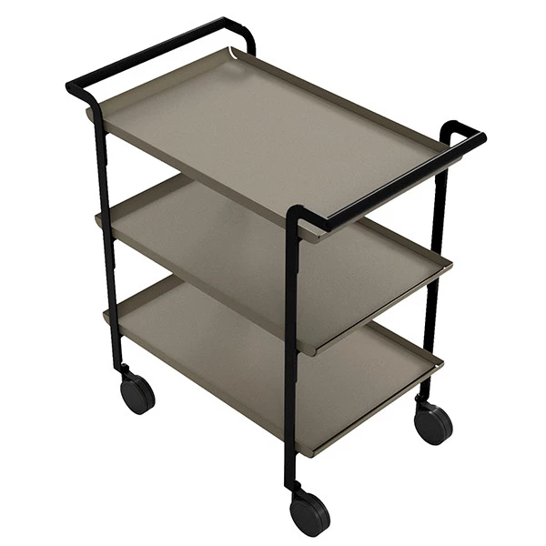 Carrello di servizio LIN&Eacute;A - 3 ripiani sabbia + tovaglietta beige - Stilcasa