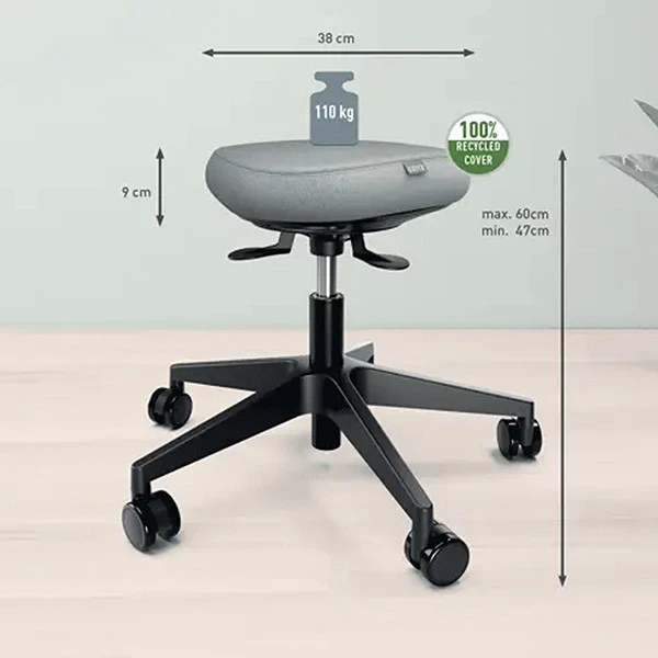 Sgabello Active - con ruote - grigio - Leitz