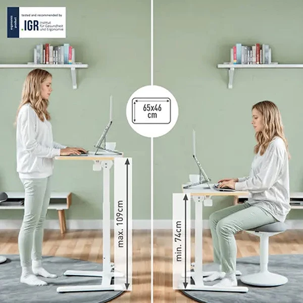 Scrivania Compatta Pneumatica Sit-Stand - mobile - pieghevole - 65 x 46 x 74-109 cm - bianco - Leitz