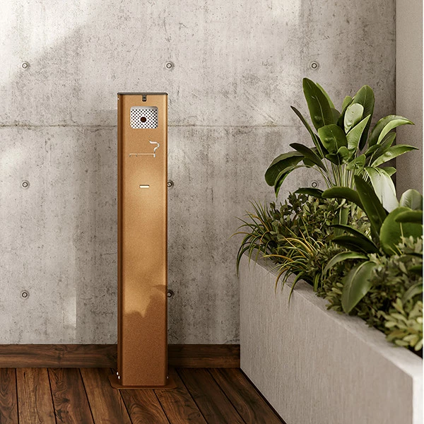 Posacenere da terra - acciaio - 17,5 x 10,5 x 106 cm - 2 L - corten - Stilcasa