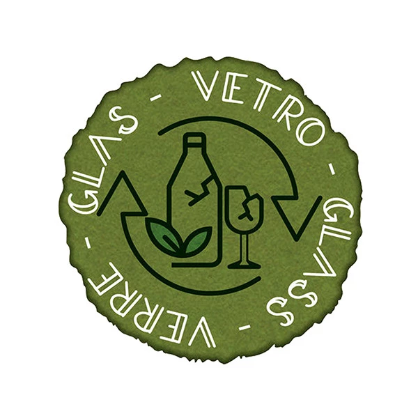 Etichetta in vinile raccolta differenziata Stik - vetro - autoadesiva - 10,5 x 10,5 cm - PVC - verde - Medial International