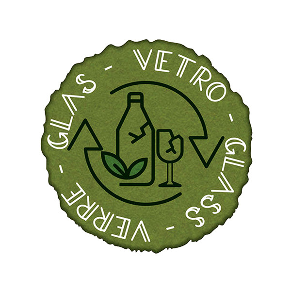 Etichetta in vinile raccolta differenziata Stik - vetro - autoadesiva - 10,5 x 10,5 cm - PVC - verde - Medial International