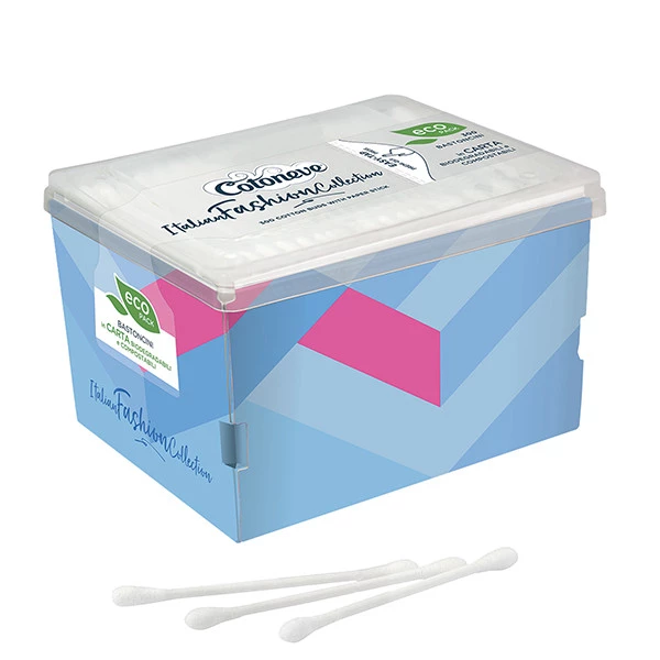 Bastoncini puliorecchie cotonati - colori assortiti - Cotoneve - eco pack da 300 pezzi