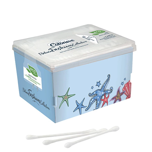 Bastoncini puliorecchie cotonati - colori assortiti - Cotoneve - eco pack da 300 pezzi