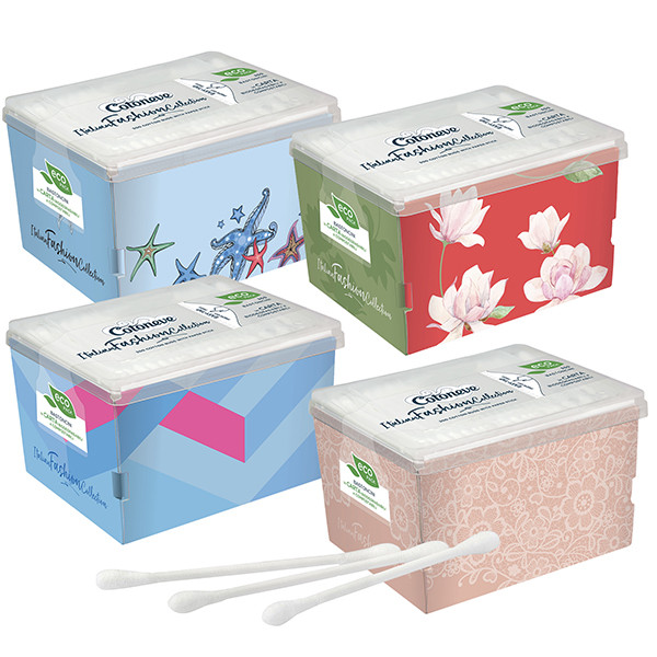 Bastoncini puliorecchie cotonati - colori assortiti - Cotoneve - eco pack da 300 pezzi