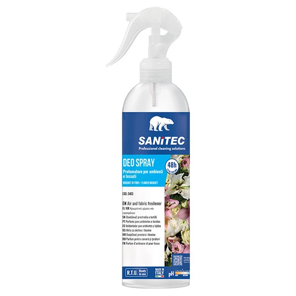 Profumatore Deo Spray - per ambienti e tessuti - trigger 300 ml - bouquet di fiori - Sanitec