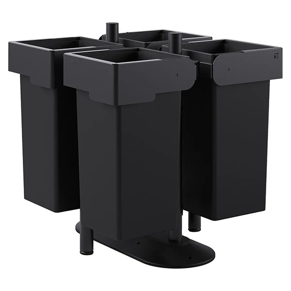 Portarifiuti MODULA - da terra - con contenitore - quadruplo - 91 x 91 x 97,5 cm - 73+73+73+73 L - antracite - Stilcasa