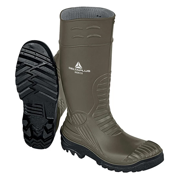 Stivali di sicurezza Iron S5 SRC - taglia 42 - PVC - kaki/nero - Deltaplus