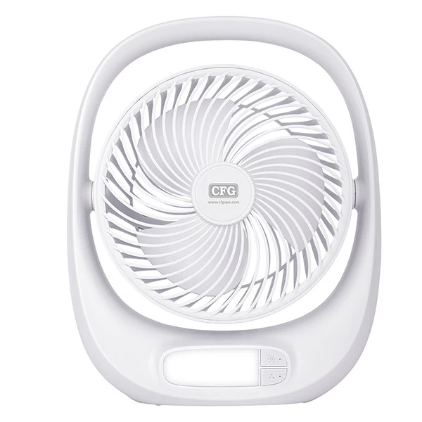 Ventilatore da tavolo Kimono - ricaricabile - con luce LED - 24,8 x 8 x 30,5 cm - bianco - CFG