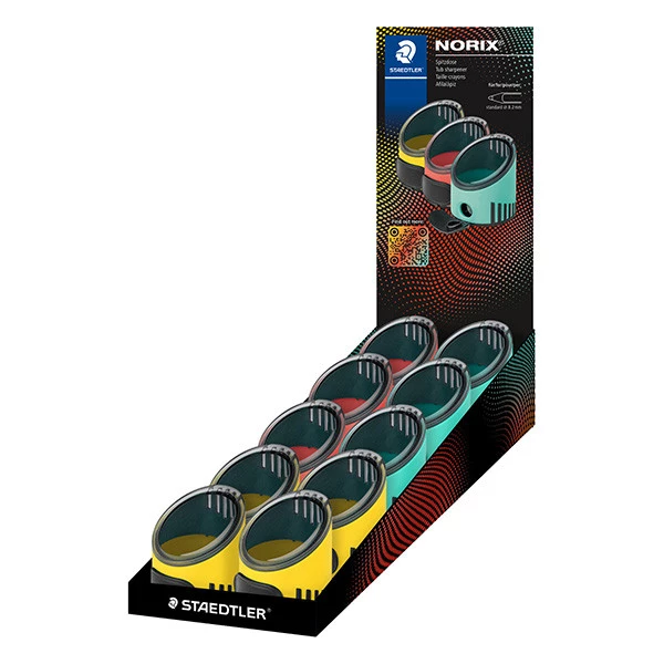 Temperamatite Norix® Tub - 1 foro - c/contenitore - colori assortiti - Staedtler