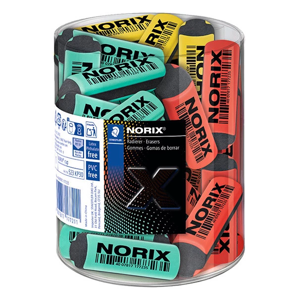 Norix&reg; Eraser - colori assortiti - barattolo 30 pezzi