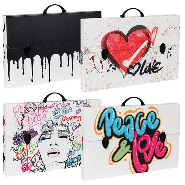 Valigetta polionda Grafitti - 36,5 x 56,5 cm - dorso 5,5 cm - fantasie assortite - Favorit