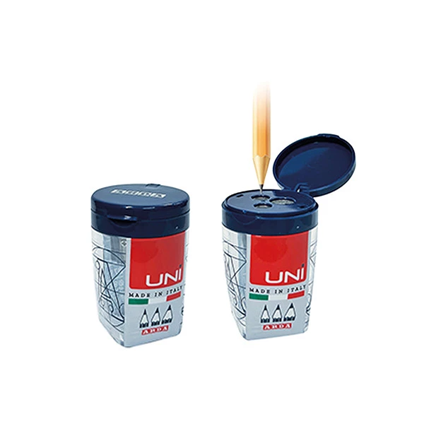 Temperamatite Triplo UNI - 3 fori - c/contenitore - nero e trasparente - Arda