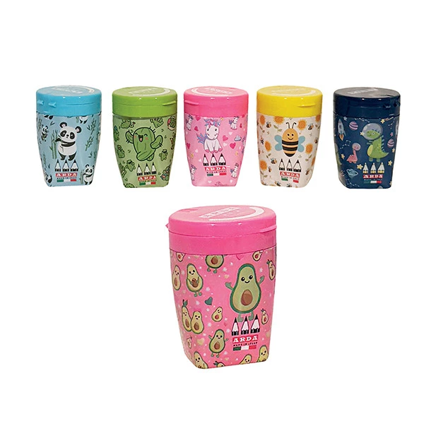 Temperamatite Fancy - 3 fori - c/contenitore - colori e fantasie assortiti - Arda