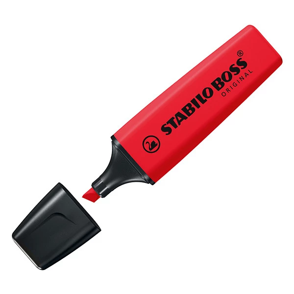 Evidenziatore Stabilo Boss Original - punta a scalpello - tratto 2 - 5 mm - rosso rosso - Stabilo - expo 15 pezzi