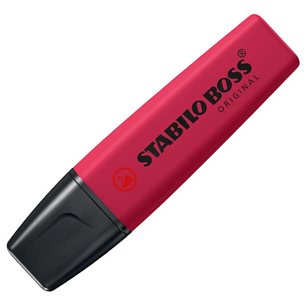 Evidenziatore Stabilo Boss Original - punta a scalpello - tratto 2 - 5 mm - rosso rosso - Stabilo - expo 15 pezzi