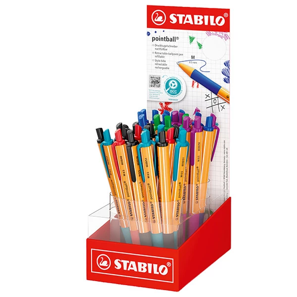 Penna a sfera pointball&reg; - colori assortiti - Stabilo - expo 38 pezzi