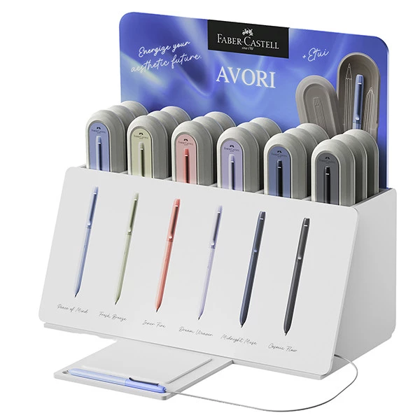 Penna a sfera Avori - XB - fusto colori assortiti - Faber-Castell - expo da 18 pezzi