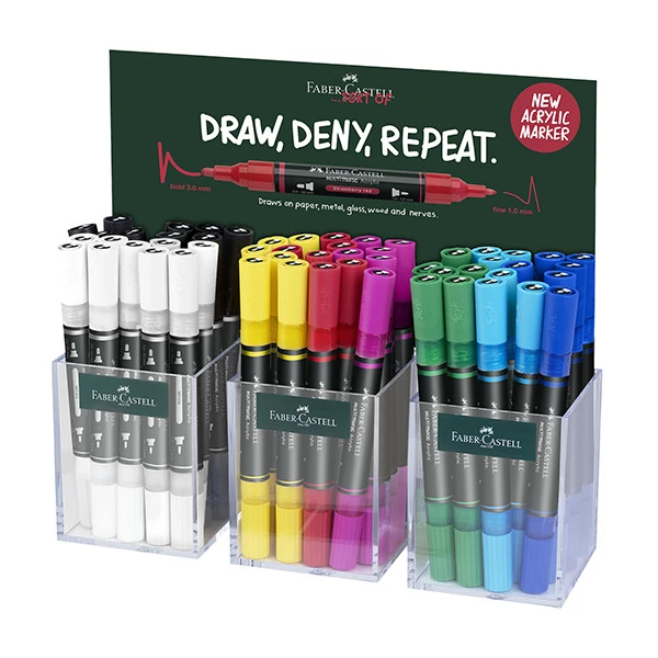 Marcatore acrilico Multimark - colori assortiti - Faber-Castell - expo da 54 pezzi