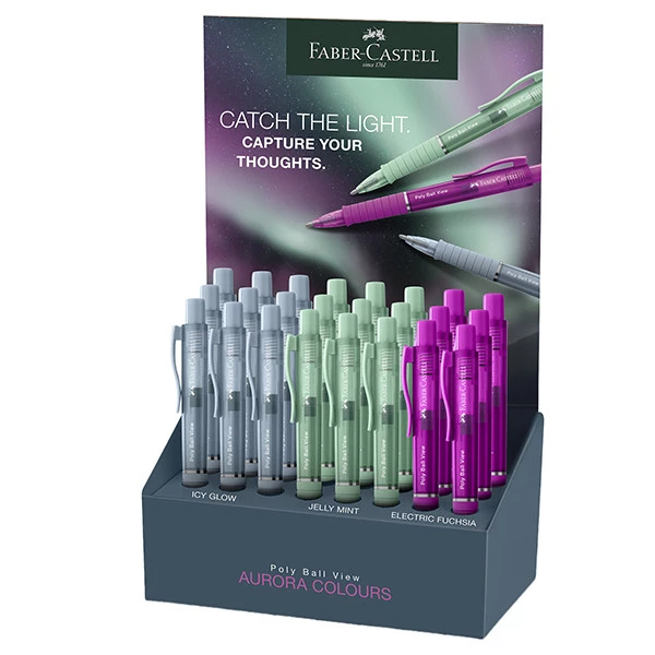 Penna a sfera Poly Ball view Aurora - fusto colori assortiti - Faber-Castell - expo da 24 pezzi