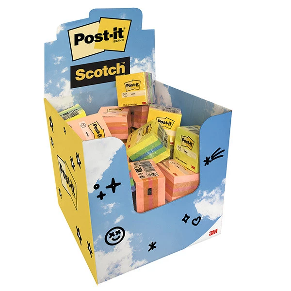 Blocchetto Mini Cubo - 51 x 51 mm - 400 fg - colori assortiti - Post-it&reg; - expo 30 pezzi