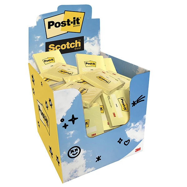 Blocchetto adesivo - 76 x 76 mm - 100 fg - Giallo Canary - Post-it&reg; - expo 60 pezzi