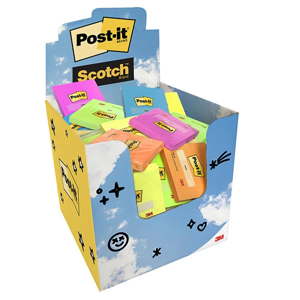Blocchetto adesivo - 76 x 76 mm - 100 fg - colori assortiti - Post-it&reg; - expo 60 pezzi