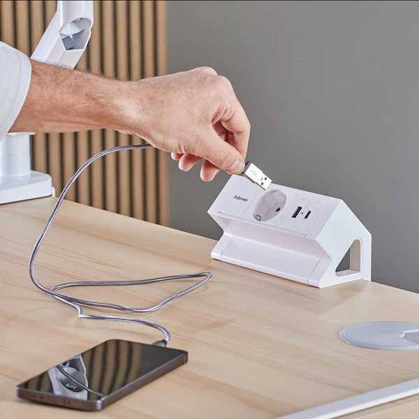 Power desk Type F - bianco - Fellowes