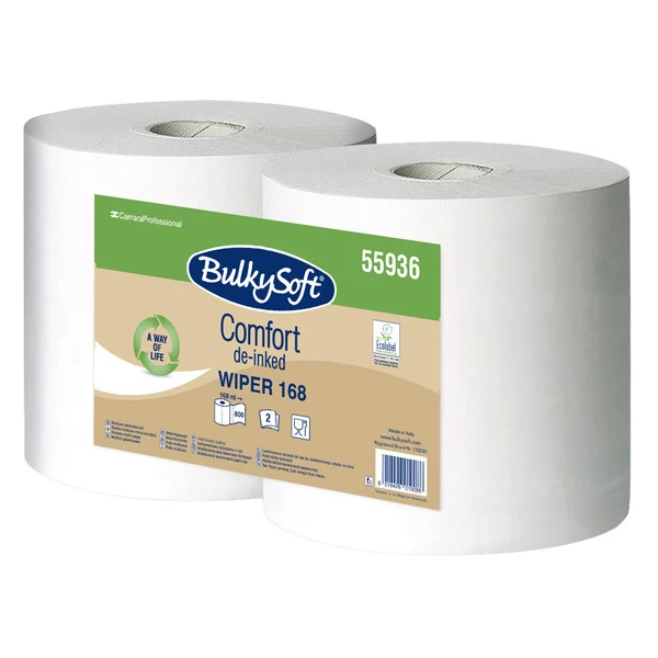 Bobina asciugatutto Comfort - 2 veli - 24 cm x 168 mt - 18 gr - diametro 24,5 cm - microgoffrata - bianco - BulkySoft