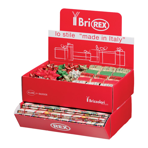Espositore fantasie natale - carta regalo/stelle/rocchetti - fantasie assortite - Rex Sadoch
