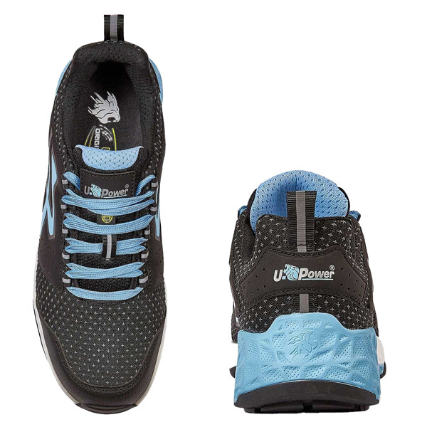 Calzatura di sicurezza Vhagar S3S ESD Red Stratos - numero 46 - nero/azzurro - U-Power