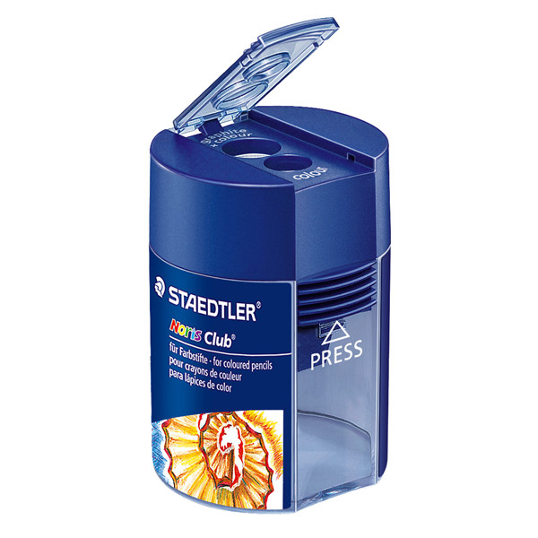 Temperamatite Noris - con contenitore - 2 fori - foro Ø 8,2 - 10,2 mm - blu - Staedtler
