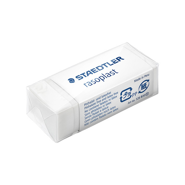 Gomma Rasoplast - 43 x19 x13 mm - per matita - bianca - Staedtler - conf. 30 pezzi