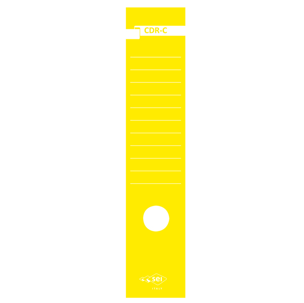 Copridorso CDR C - carta autoadesiva - 7 x 34,5 cm - giallo - Sei Rota - conf. 10 pezzi