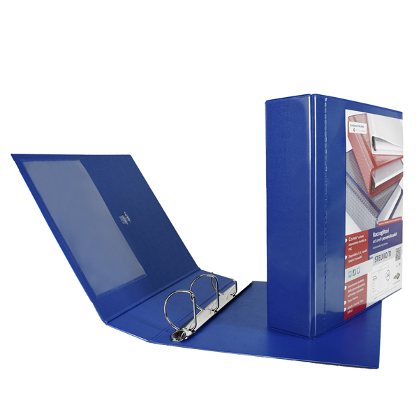 Raccoglitore personalizzabile Stelvio TI - 4 anelli a D 50 mm - dorso 7,5 cm - 22 x 30 cm - blu - Sei Rota