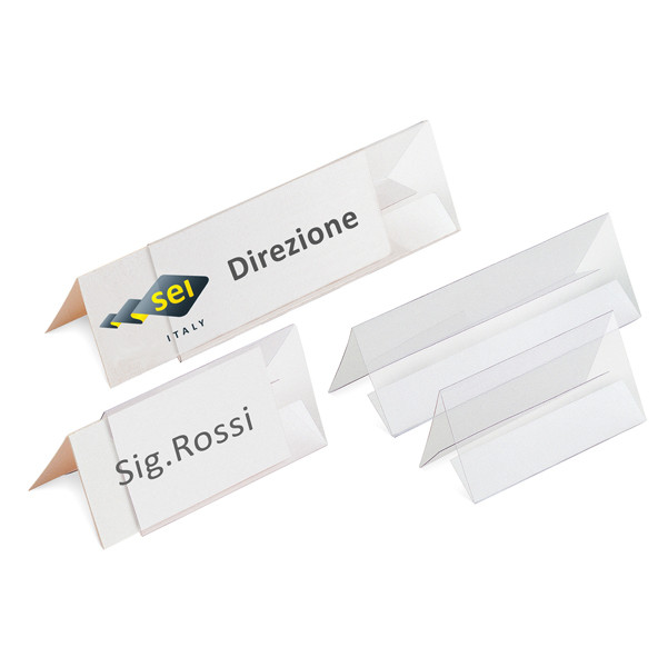 Portanome da tavolo Prisma - 15 x 5 cm - PVC trasparente - Sei Rota - conf. 10 pezzi