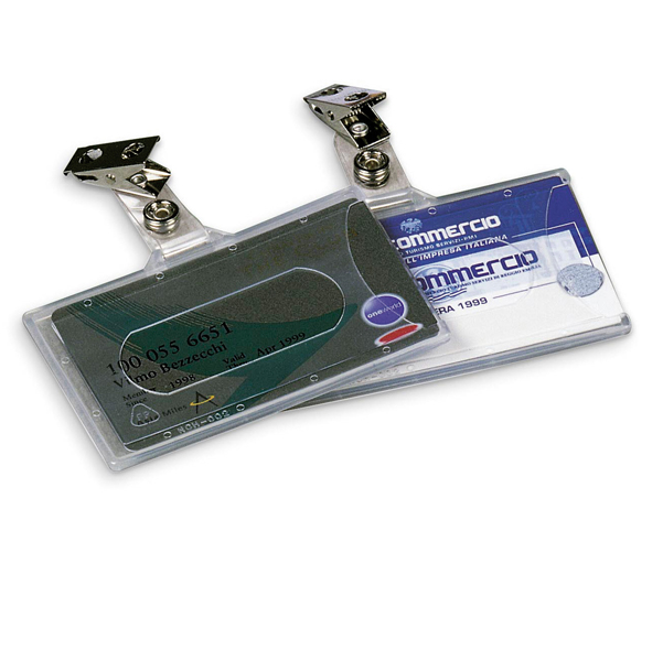 Portabadge con clip - PVC semirigido - 9 x 5,6 cm - Lebez