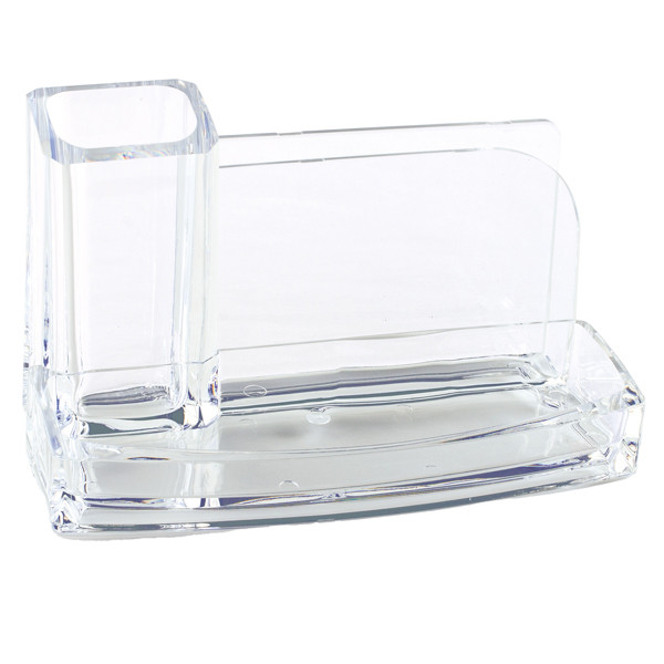 Portatutto da scrivania - acrilico - 20 x 12 x 10 cm - trasparente - Lebez