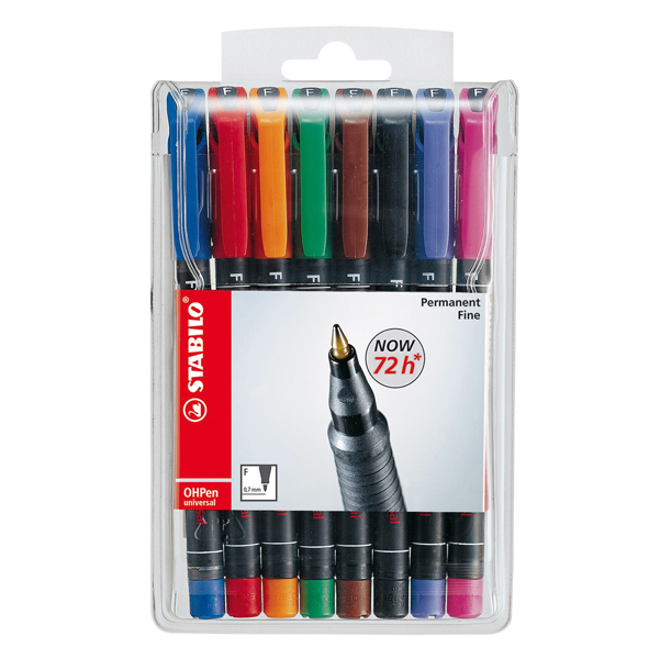 Pennarello OHPen universal permanente 842 - punta fine 0,7 mm - colori assortiti - Stabilo - conf. 8 pezzi