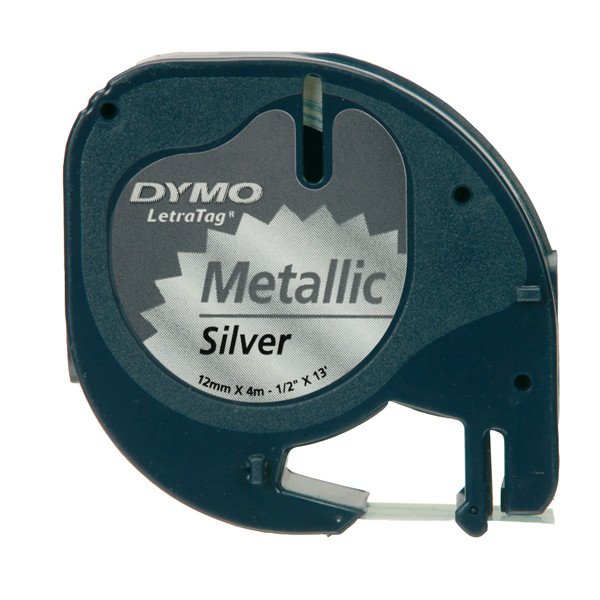 Nastro Letratag 912080 - 12 mm x 4 mt - metallo - argento - Dymo