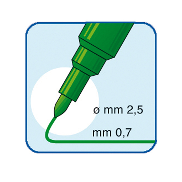 Pennarelli Office - punta feltro - punta fine - tratto 0,7 mm - blu - Tratto - conf. 12 pezzi