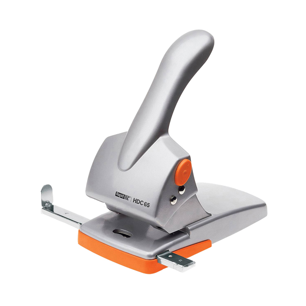Perforatore HDC65 - massimo 65 fogli - 2 fori - passo 8 cm - argento/arancio - Rapid