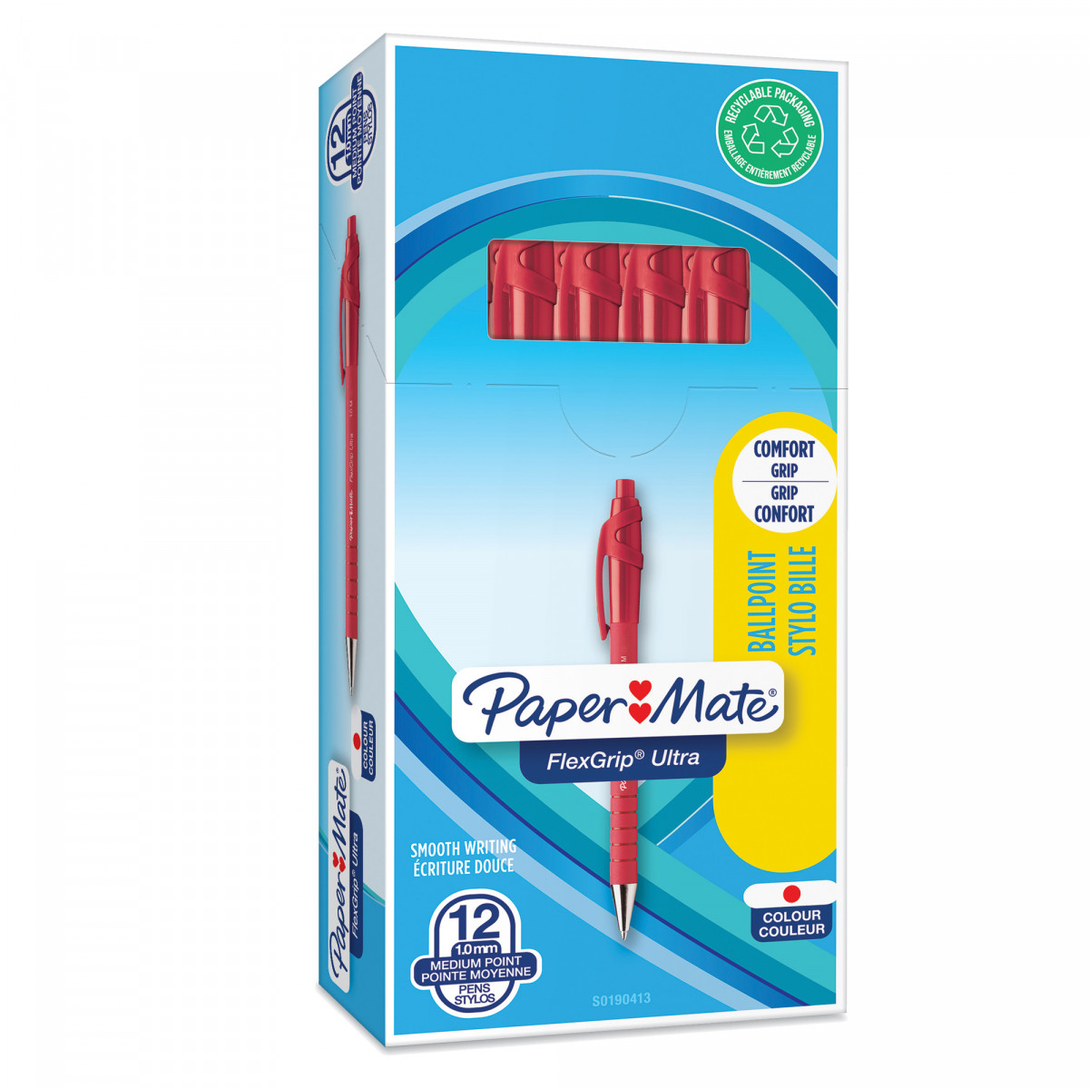 Penna a sfera a scatto Flexgrip Ultra - punta 1,0mm - rosso - Papermate