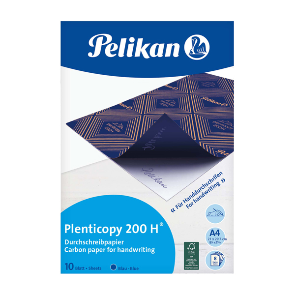 Carta da ricalco Plenticopy  200H  - 21x29,7 cm - blu - Pelikan - conf. 10 fogli