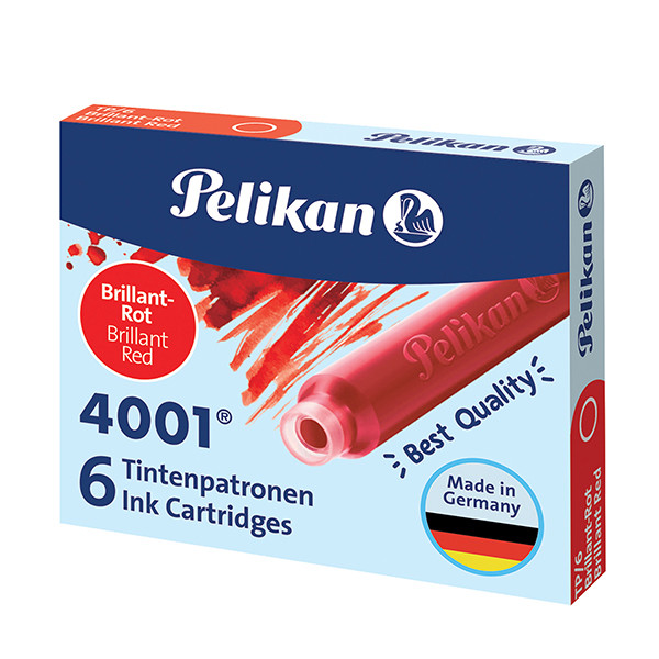 Cartucce inchiostro 4001 (TP/6) - lunghezza 39mm - rosso - Pelikan - conf. 6 pezzi
