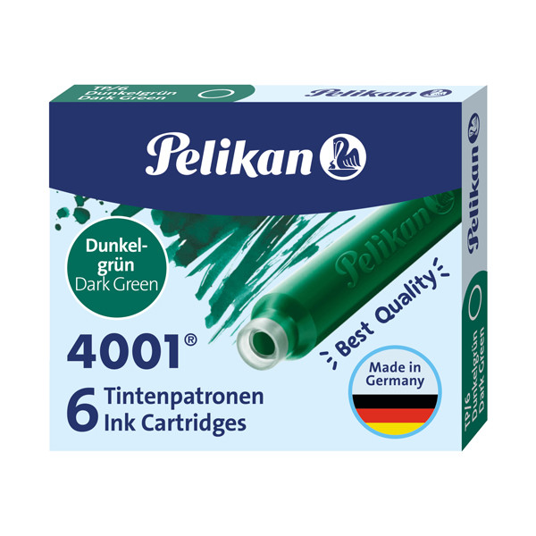 Cartucce inchiostro 4001 (TP/6) - lunghezza 39mm - verde scuro - Pelikan - conf. 6 pezzi