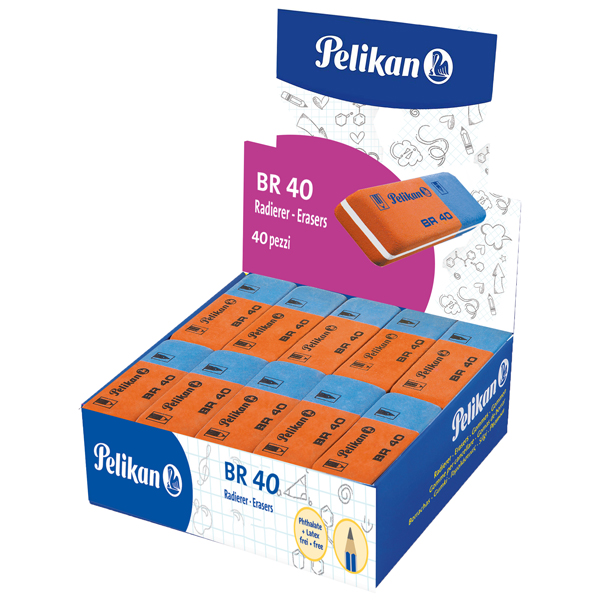 Gomma BR40 - blu e rossa - Pelikan - conf. 40 pezzi